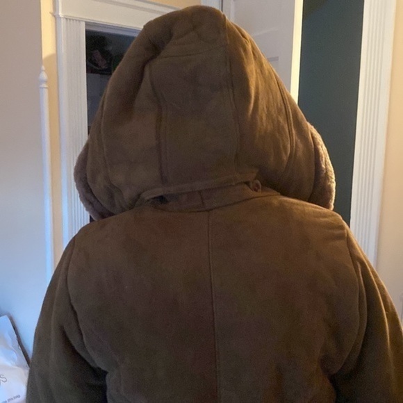 Unisex Suede leather winter coat super warm brown color coat collection - Picture 4 of 10